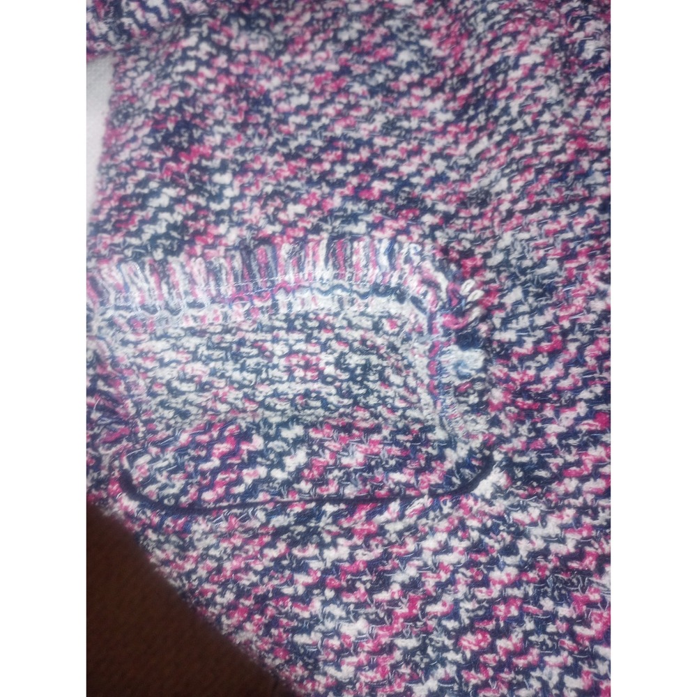 Chicos Tweed Rug Texture Cardigan One Button Raspberry‎ Size 1 - Picture 2 of 5